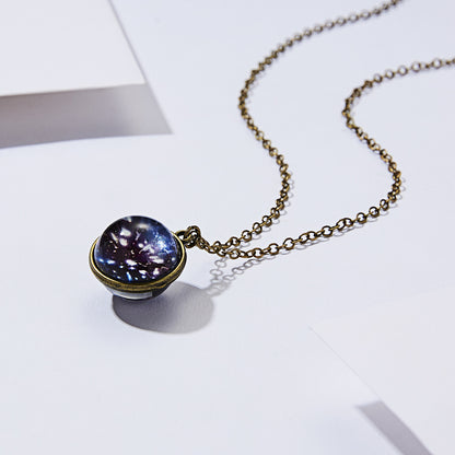 Galaxy Luminous Double-Sided Geometric Pendant Necklace