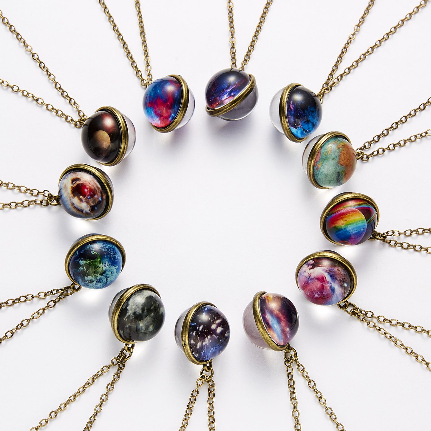 Galaxy Luminous Double-Sided Geometric Pendant Necklace