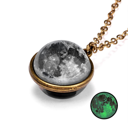 Galaxy Luminous Double-Sided Geometric Pendant Necklace