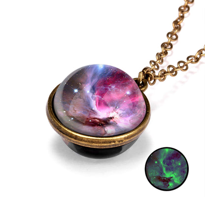 Galaxy Luminous Double-Sided Geometric Pendant Necklace