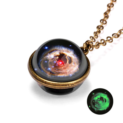 Galaxy Luminous Double-Sided Geometric Pendant Necklace