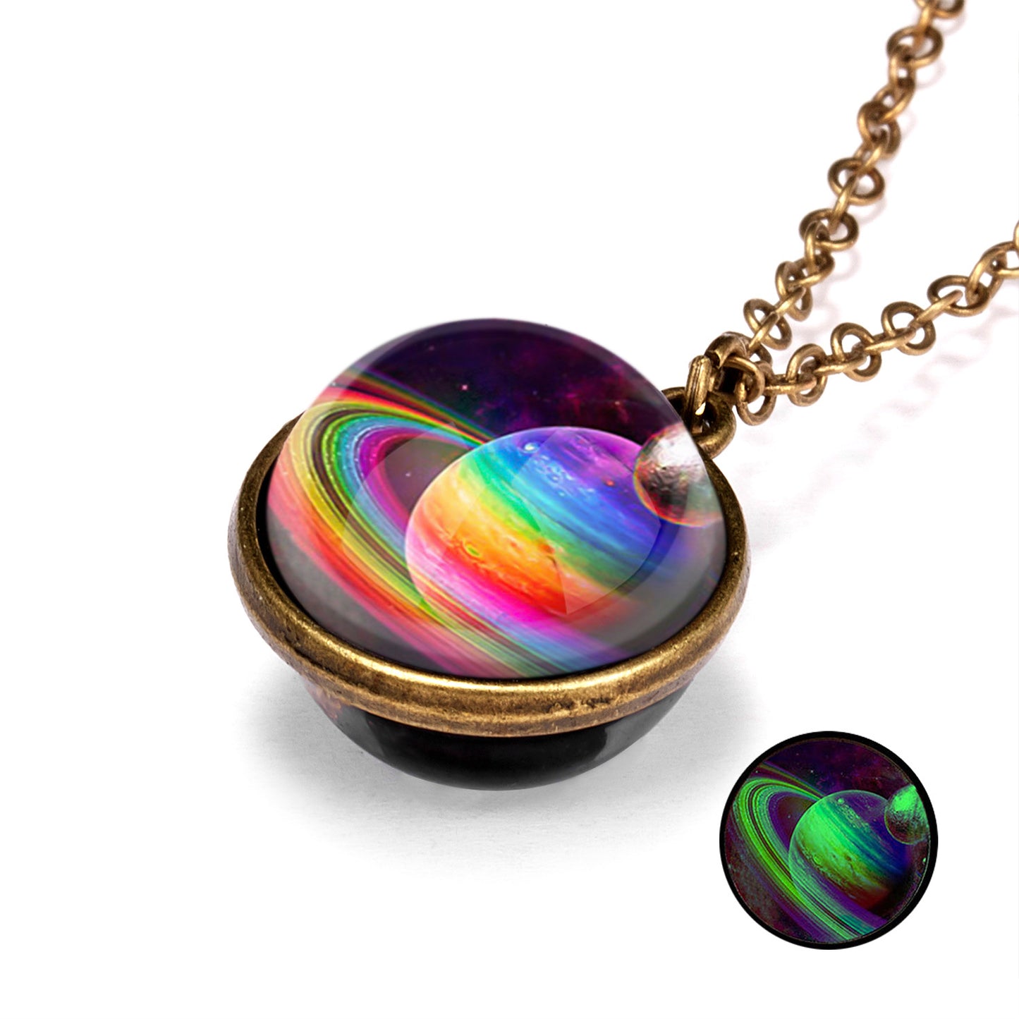Galaxy Luminous Double-Sided Geometric Pendant Necklace