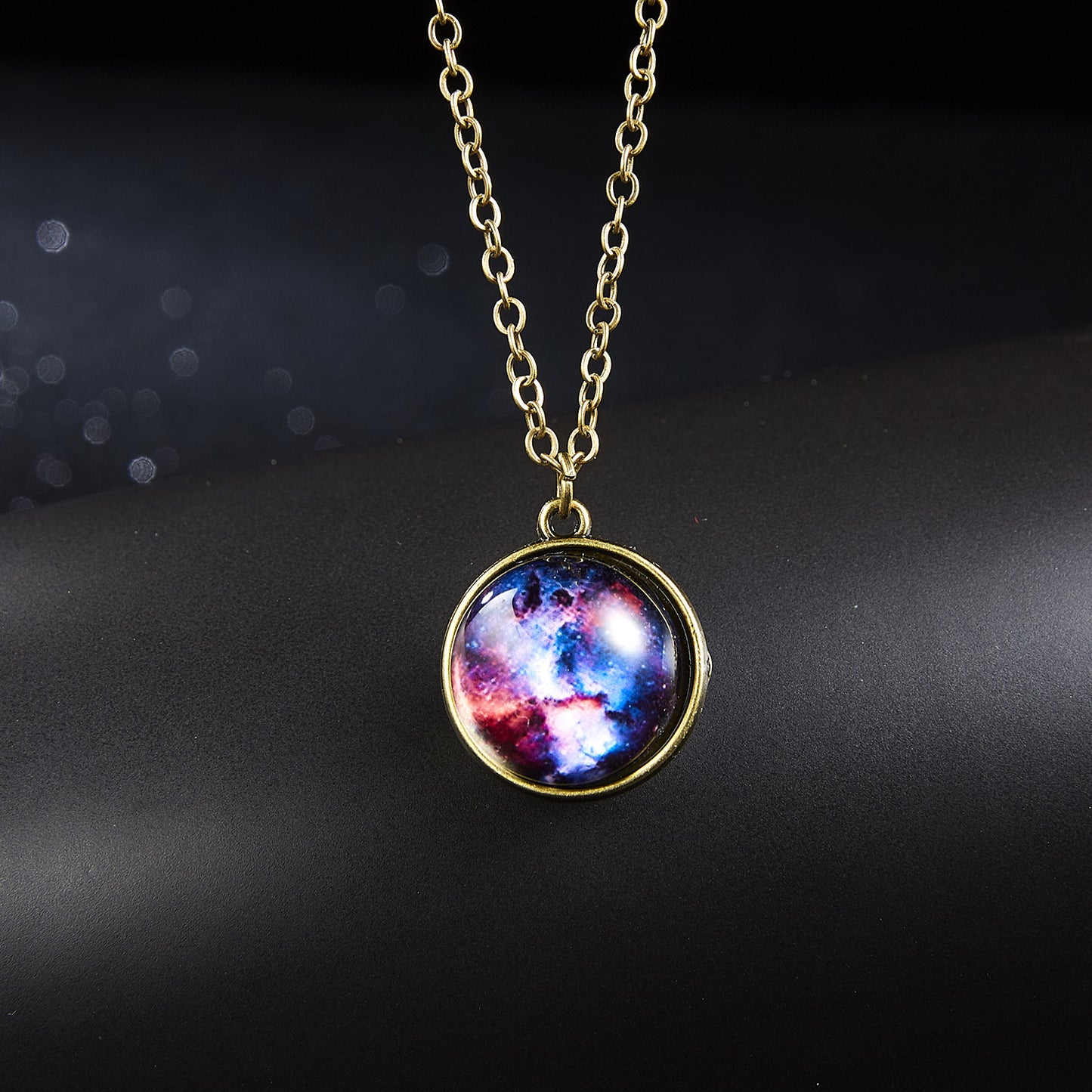 Galaxy Luminous Double-Sided Geometric Pendant Necklace
