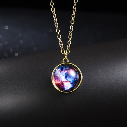 Galaxy Luminous Double-Sided Geometric Pendant Necklace