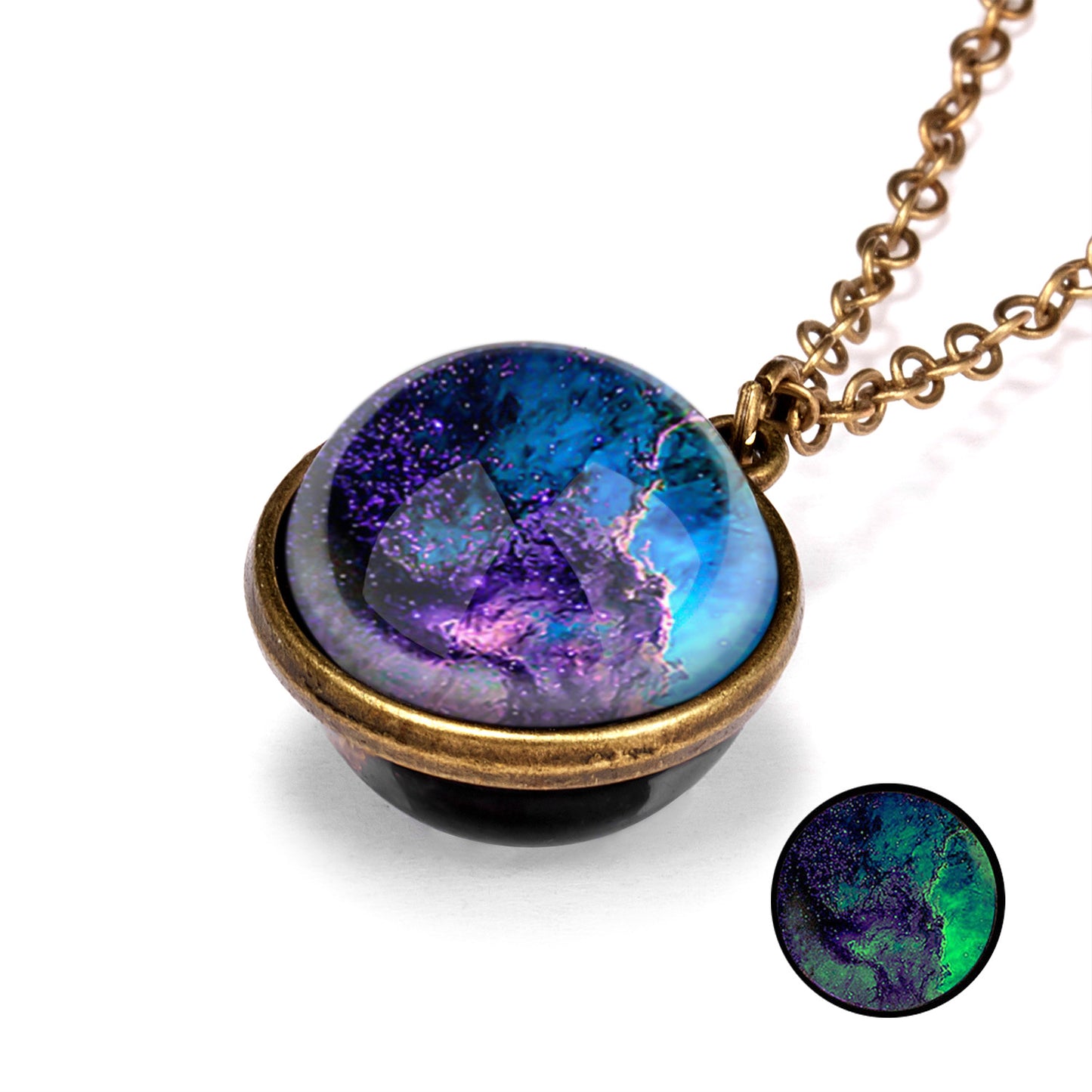 Galaxy Luminous Double-Sided Geometric Pendant Necklace